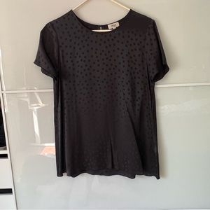 100% silk polka dot top back slit